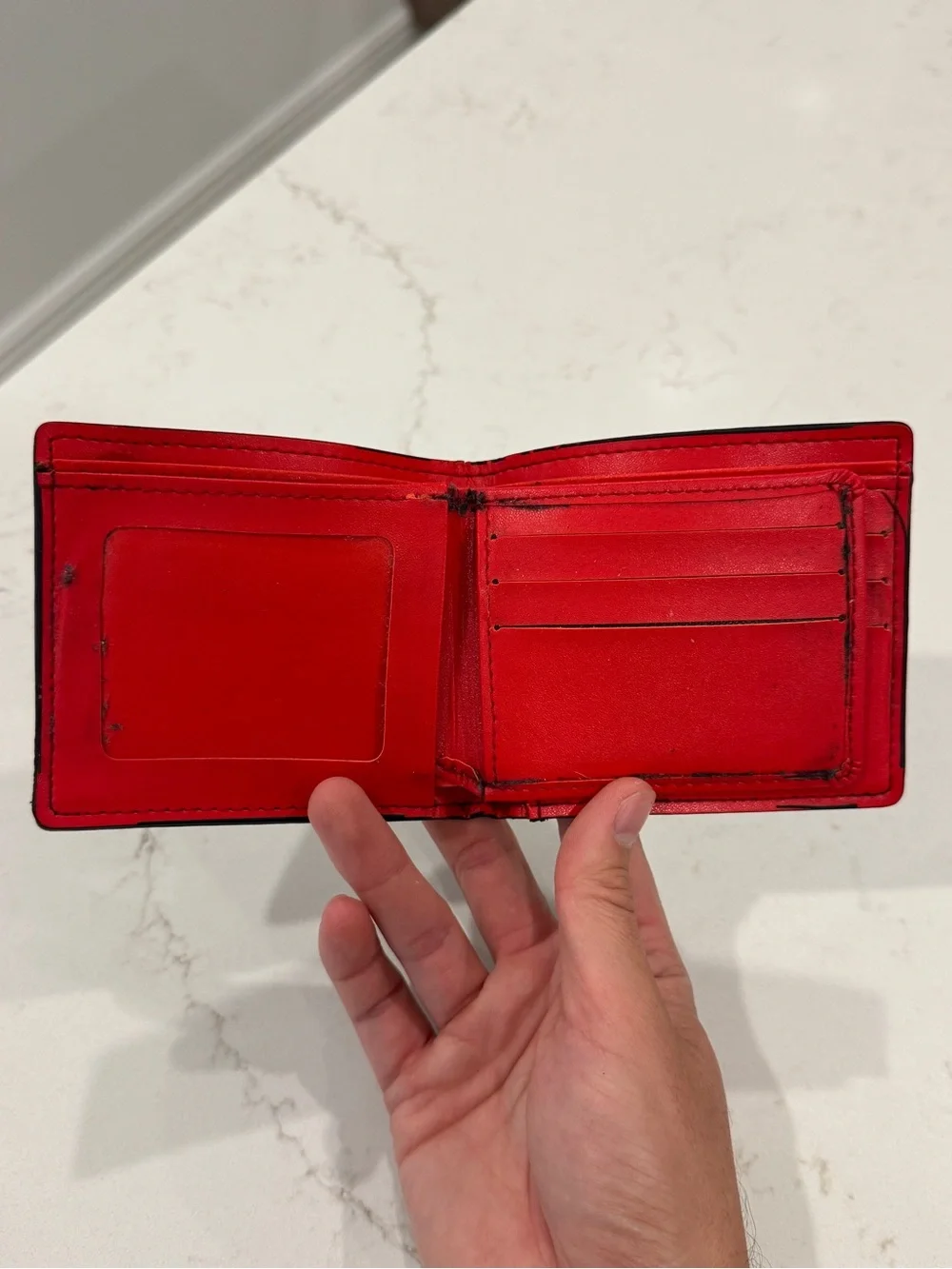 Mont Blanc Black Leather Wallet with Red Accent